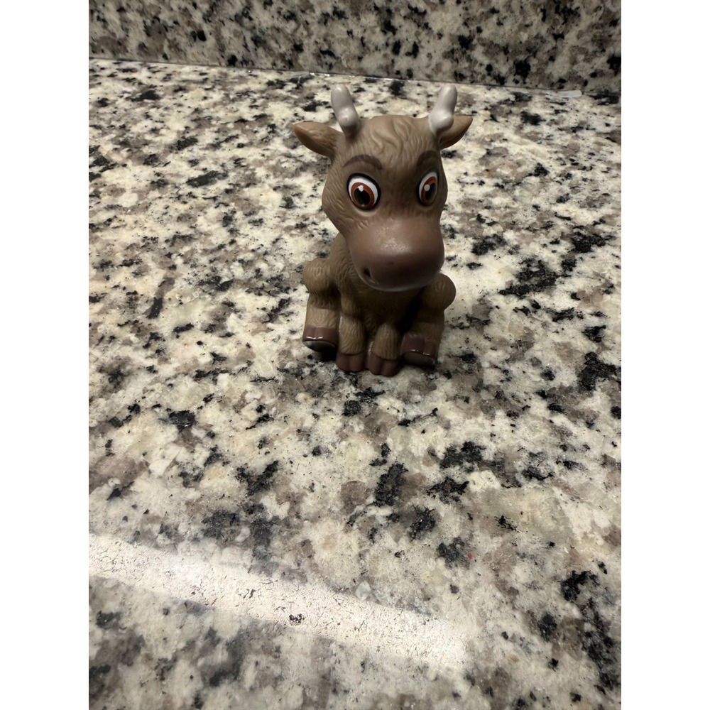 Disney Frozen Sven Reindeer Sitting PVC Figure Toy Brown Red Collar 3 Inch